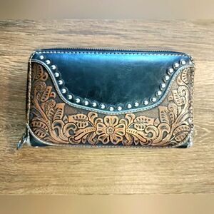Montana West Floral Tooling Leather Western Wallet